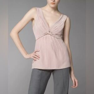 BCBG MAXAZRIA SILK CREPE DE CHINE Blouse TOP~Pleated Bust/Tie Back~PINK~ M‎